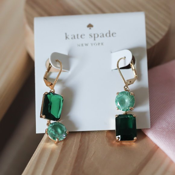 Kate Spade Shine on mismatch green drop earrings